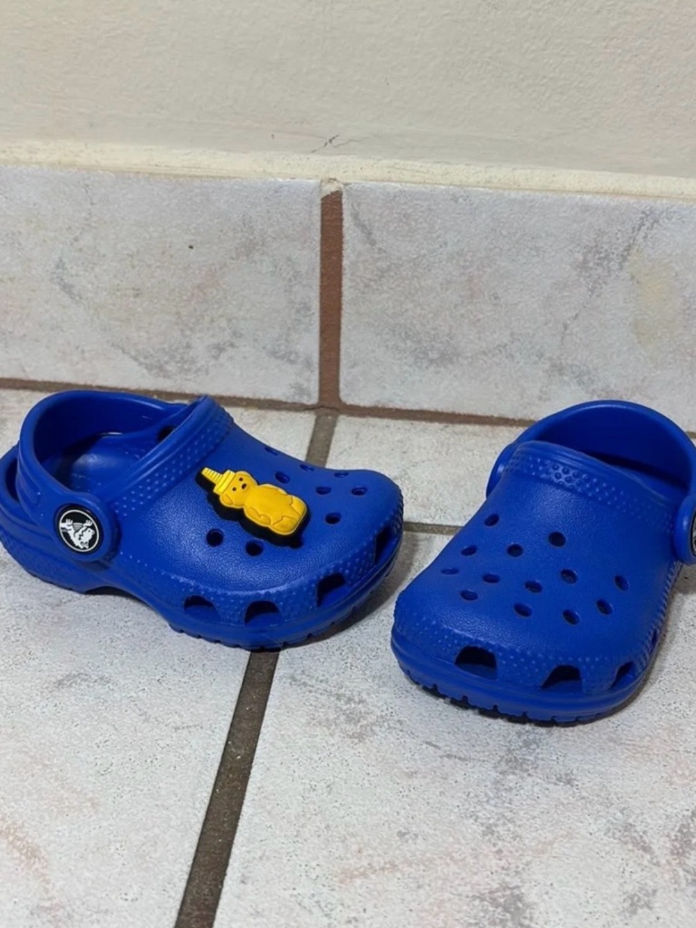 CROCS Kids Royal Blue Crocs with Yellow Charm